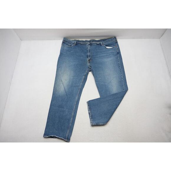Levi's 505 Regular Fit Straight Stretch Rugged Denim Blue Jeans Mens Sz 50 x 30 - Picture 1 of 11